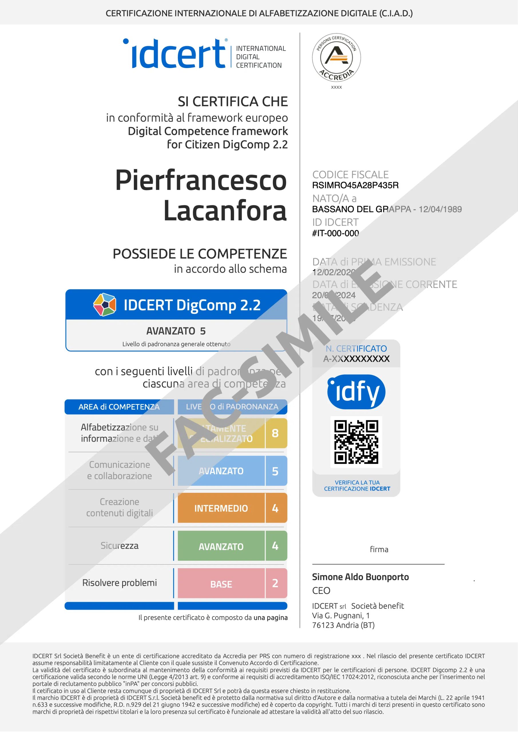 Certificazione Accredia IDCERT